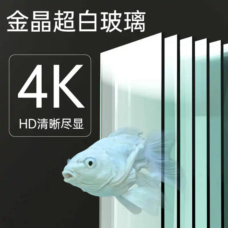 new goldfish tank living room TV cabinet next to floor silent ultra-white glass vertical square ecological bottom filter aqu