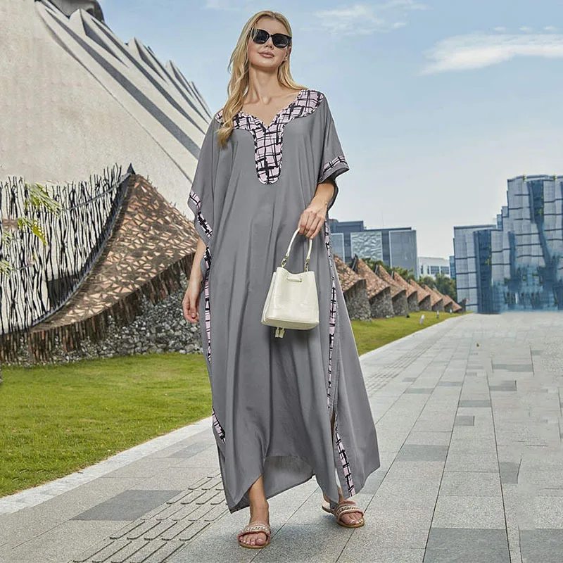 سترة نسائية جديدة فضفاضة مكونة من 6 ألوان فستان للشاطئ سترة صيفية للنساء رداء للشاطئ فستان قفطان