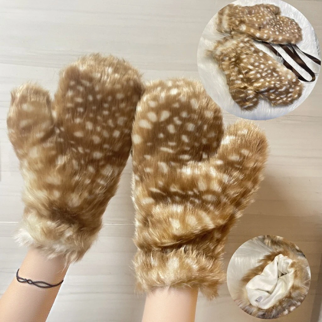 

Новые зимние плюшевые перчатки из искусственного меха с оленями, женские грелки Y2k, кавайные меховые перчатки, готические рождественские нарядные аксессуары для костюмов для вечеринок