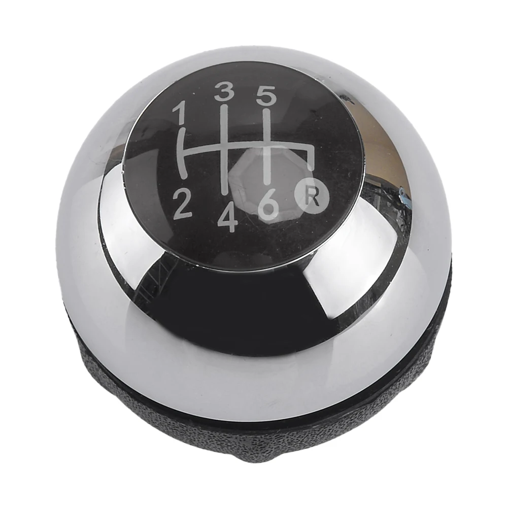 55344048 6 Speed Gear Shift Shifter Knob Head Ball Chrome Silver & Black Fit for Fiat 500 2012 2013 2014 2015 2016 2017 2018