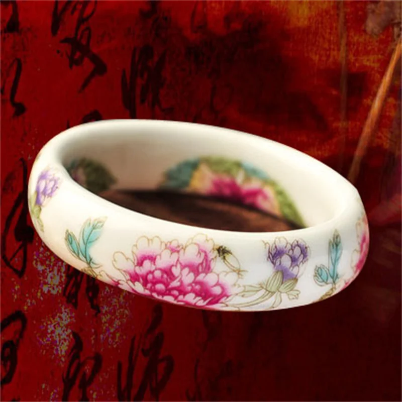 Chinese Antique Blue and White Porcelain Bangle Classic Ethnic Jingdezhen Ceramic Crafts Collection Jewelry Gifts Collection