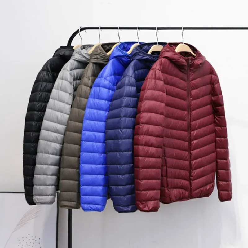 Ultra-light Thin Down Jacket Men's 2020 New Autumn Winter Slim Short Hooded Warm White Duck Down Coat Plus Size Casual Outerwear