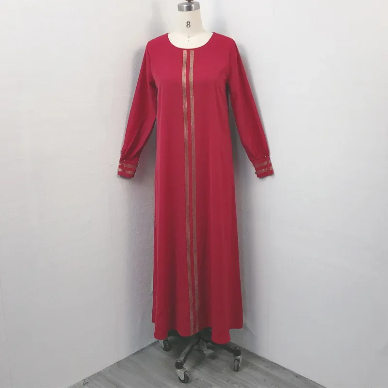 Black Bangladesh Women Lace Maxi Abaya Dubai Turkey Muslim Hijab Dress 2022 Plus Size Diamond Shiny Boubou Long Sleeve Dress