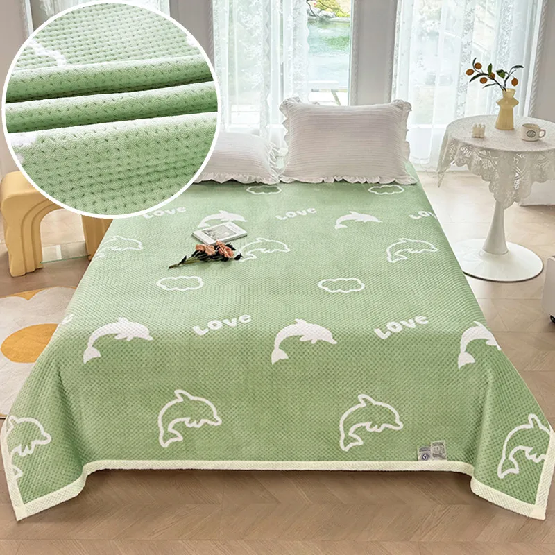 Bonenjoy Velvet Bedspread Printed Bed Cover Double Side Design Mattress Protector Warm Bed Linen cubrecama (No Pillowcase)