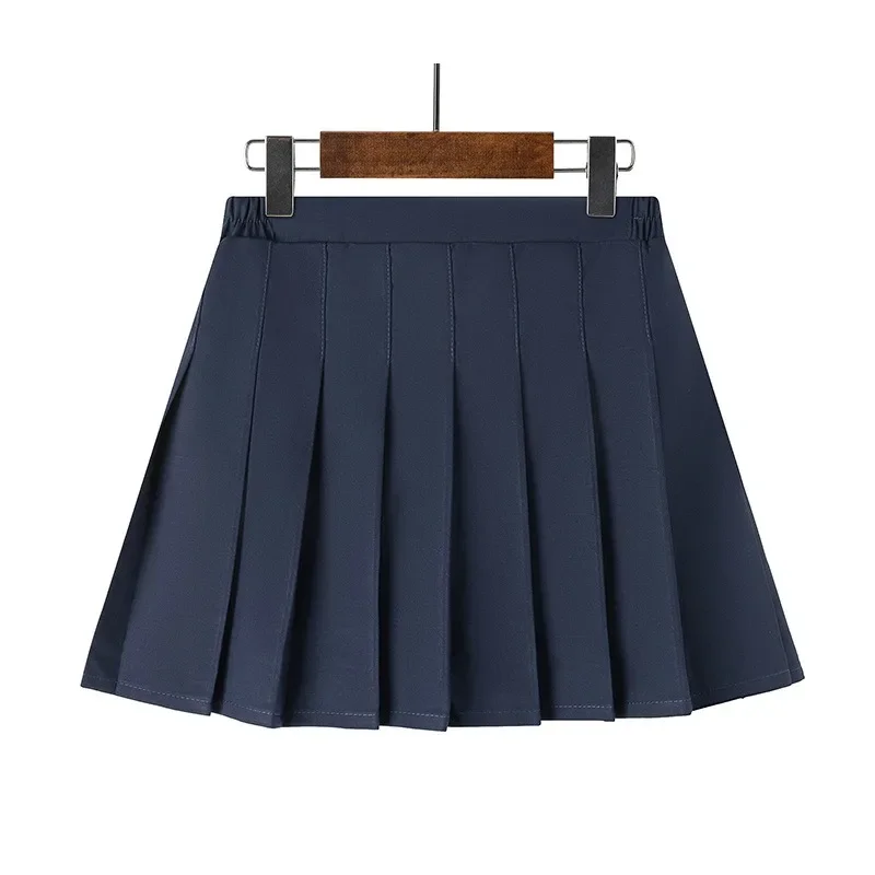 Korean Style Pleated School Uniform Skirt for Girls Cute Preppy Casual A-Line Short Skirts Children Teens Kids New