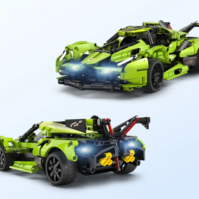 Bloco de construção técnico super carro esportivo lambov12 visão gt modelo supercar rádio 2.4ghz veículo de controle remoto tijolos brinquedos rc