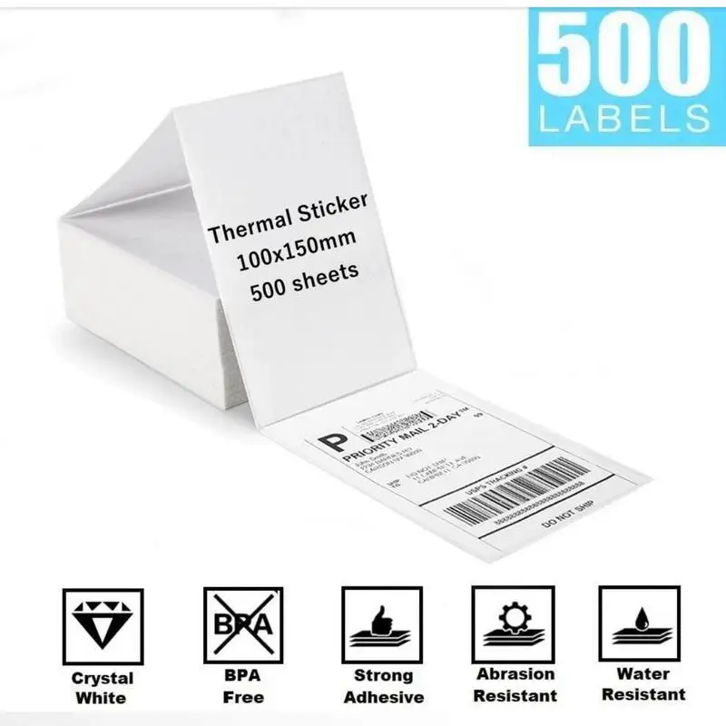 Thermal Direct Shipping Labels Direct Thermal Label Paper 500 Labels Per Stack Fold Perforated Printer Paper Strong Stickiness