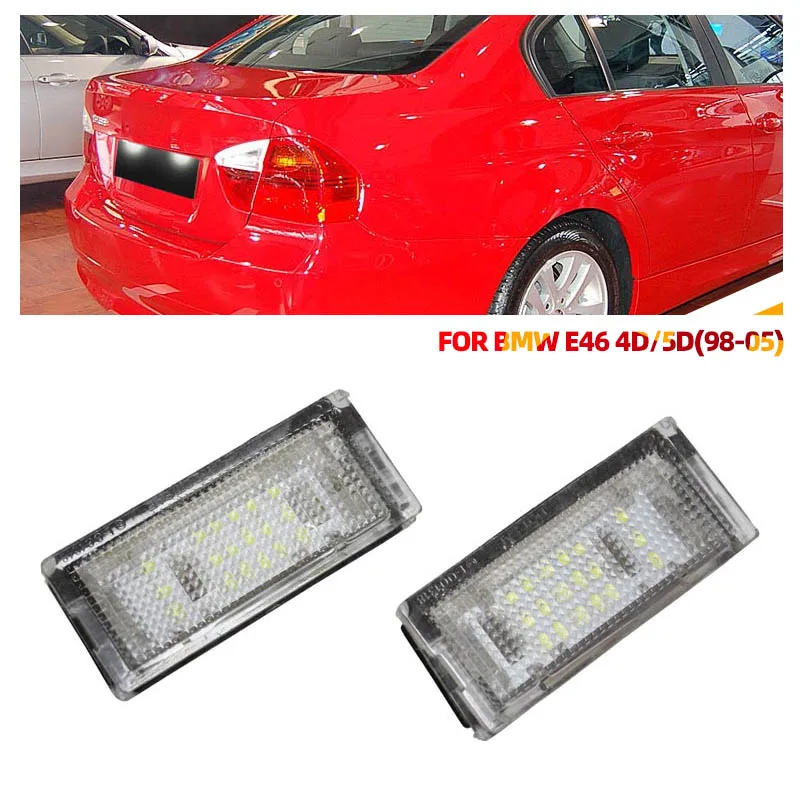 

2 шт. для BMW 3 серии E46 4D 1998-2003 5D Touring 1998-2005, подсветка номерного знака, водонепроницаемая, 12 В, белая подсветка номерного знака