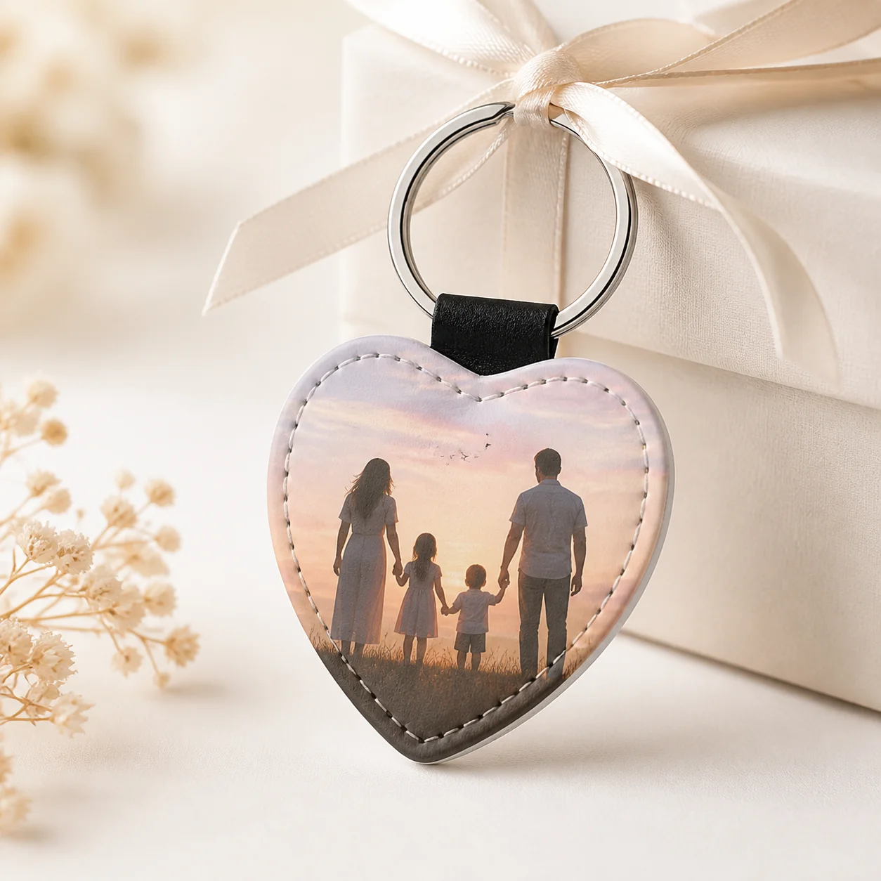 GEKTIMER 10Pcs DIY Sublimation Blanks Keychain ID Tags Creative Rectangle Heat Transfer Keyring Heart Pebbled Grain  PU Leather