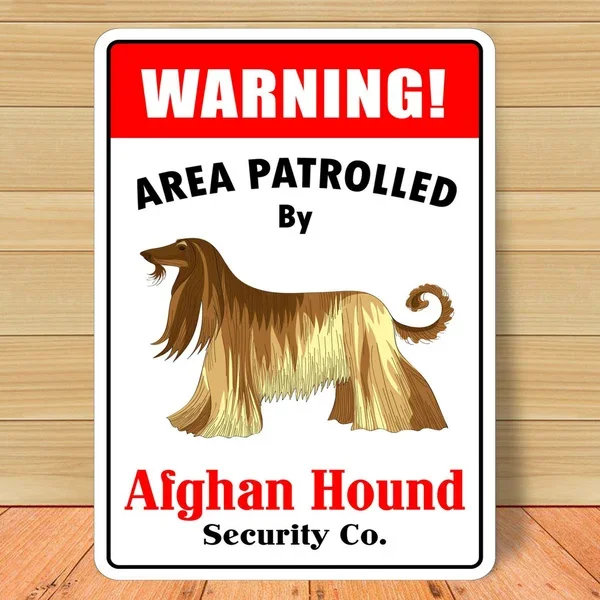 Warning Area Patrolled By Afghan Hound Vintage Novelty Funny Tin Sign  Bar Pub Home Metal Poster