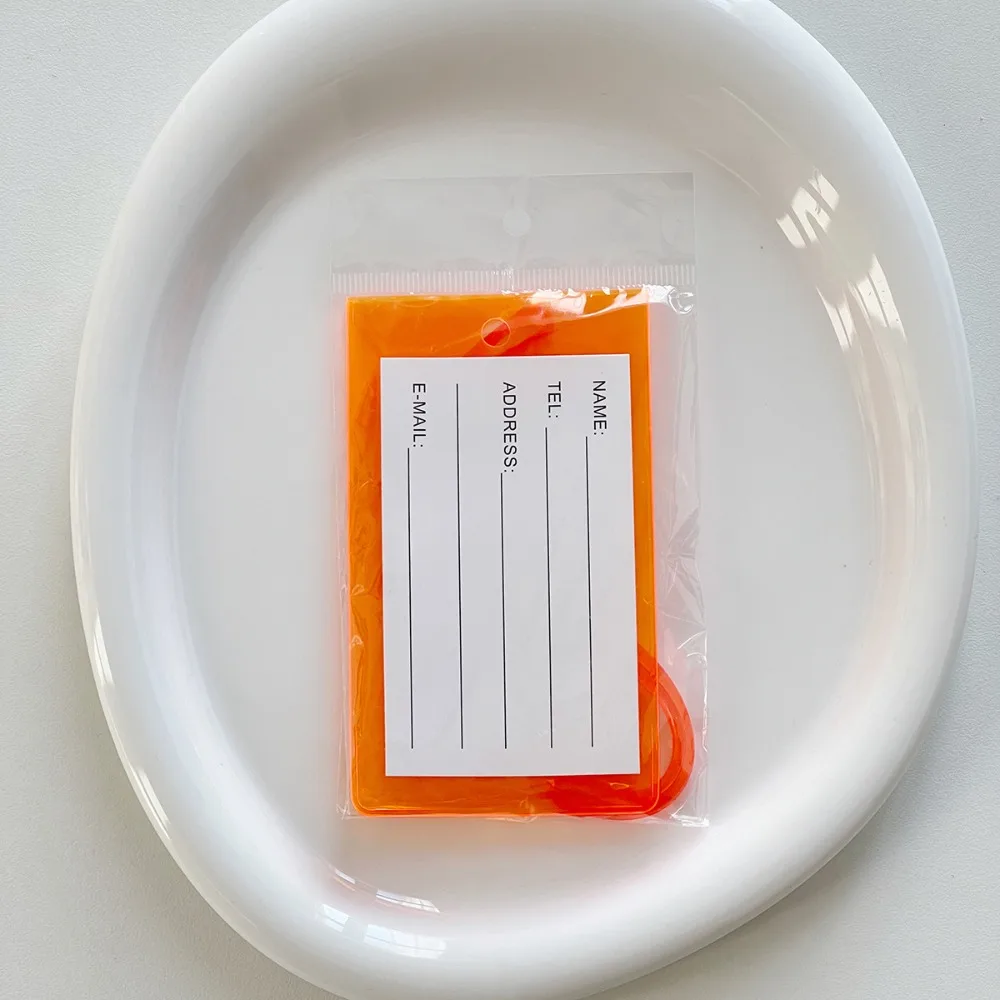 ポータブル蛍光荷物タグ PVC カラフルな情報カード アドレスラベル 搭乗券 荷物旅行タグ ホリデー