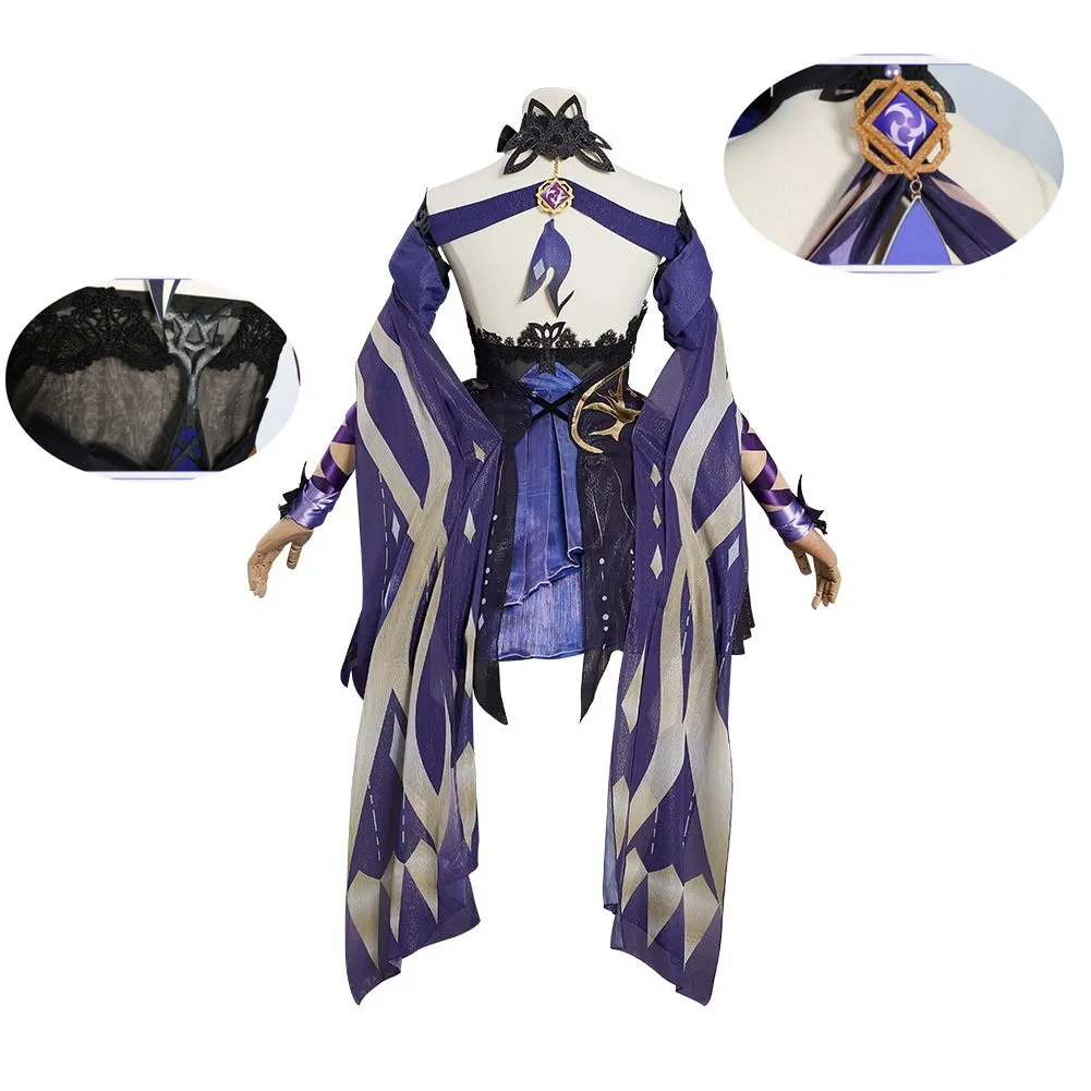 Costume de Cosplay de Keqing pour femmes, nouvelle robe de Cosplay de Genshin Impact, perruque violette d'anime, Costumes de gloire opulente d'halloween