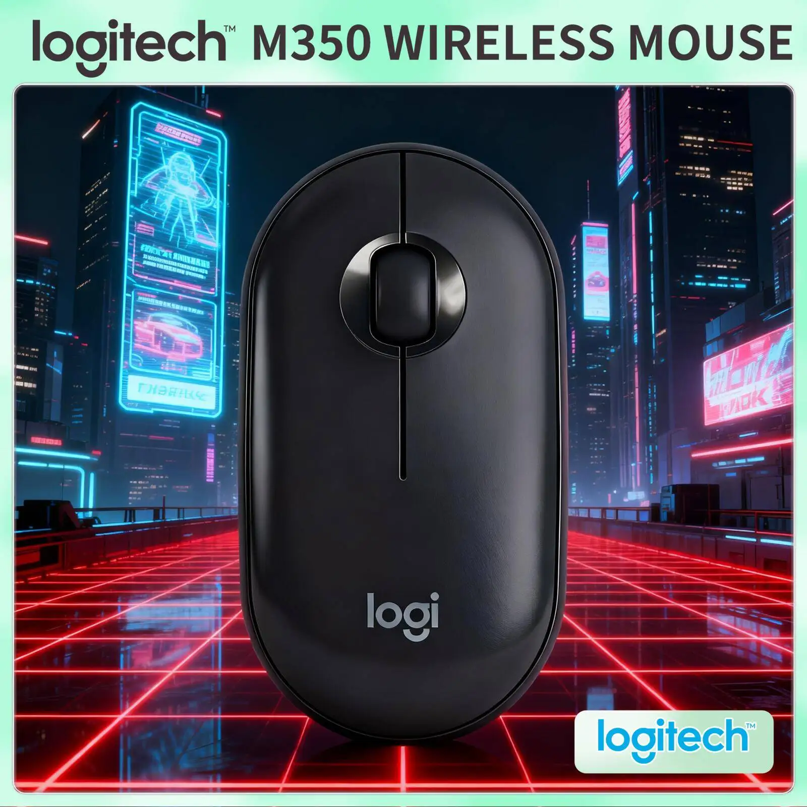 

Logitech M350 Ergonomic Quiet Mouse - Smooth Organic Design, Silent Scroll, USB Storage, 1000 DPI, Home Study Use