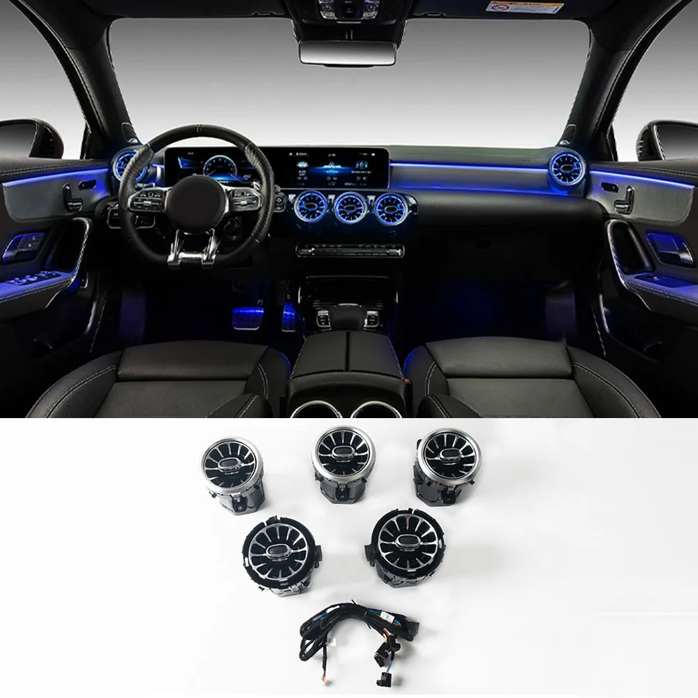 LED Nozzle Light for Benz A-Class W169 CLA 64 Colors Front and Rear Air Outlets Turbo Neon Car Socket Ambient Light