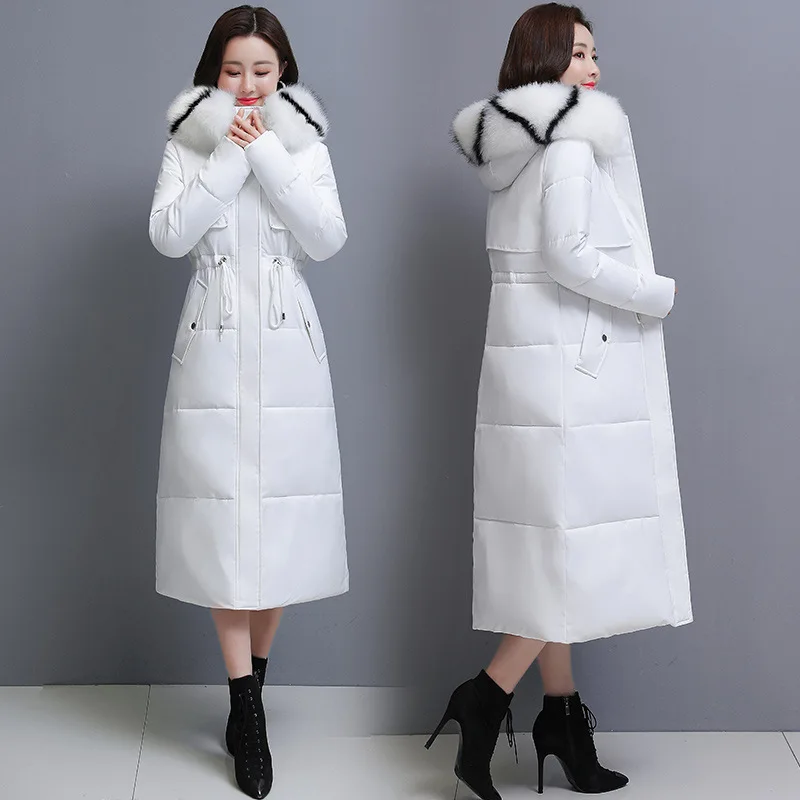 

Winter Coat Women Long Puffer Jacket Hooded Fashion Silm Thicken Warm Parkas Vintage Streetwear Outerwear Elegant Coats