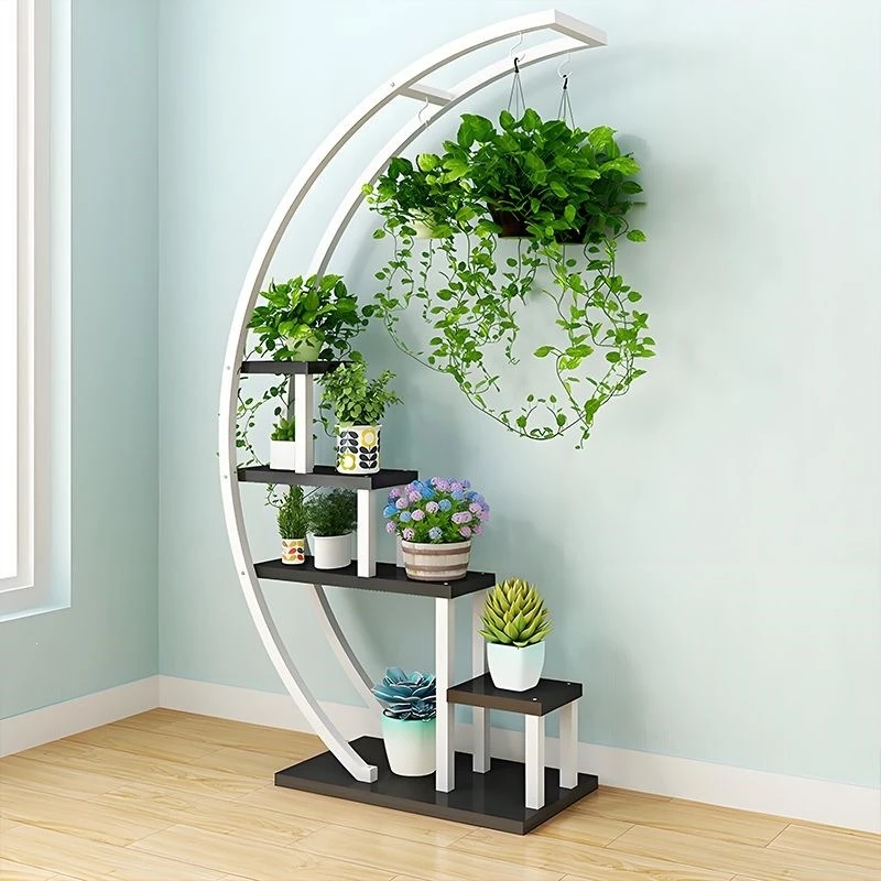Wrought iron round flower stand Floor-to-ceiling living room Balcony display stand Multi-layer green plant rack