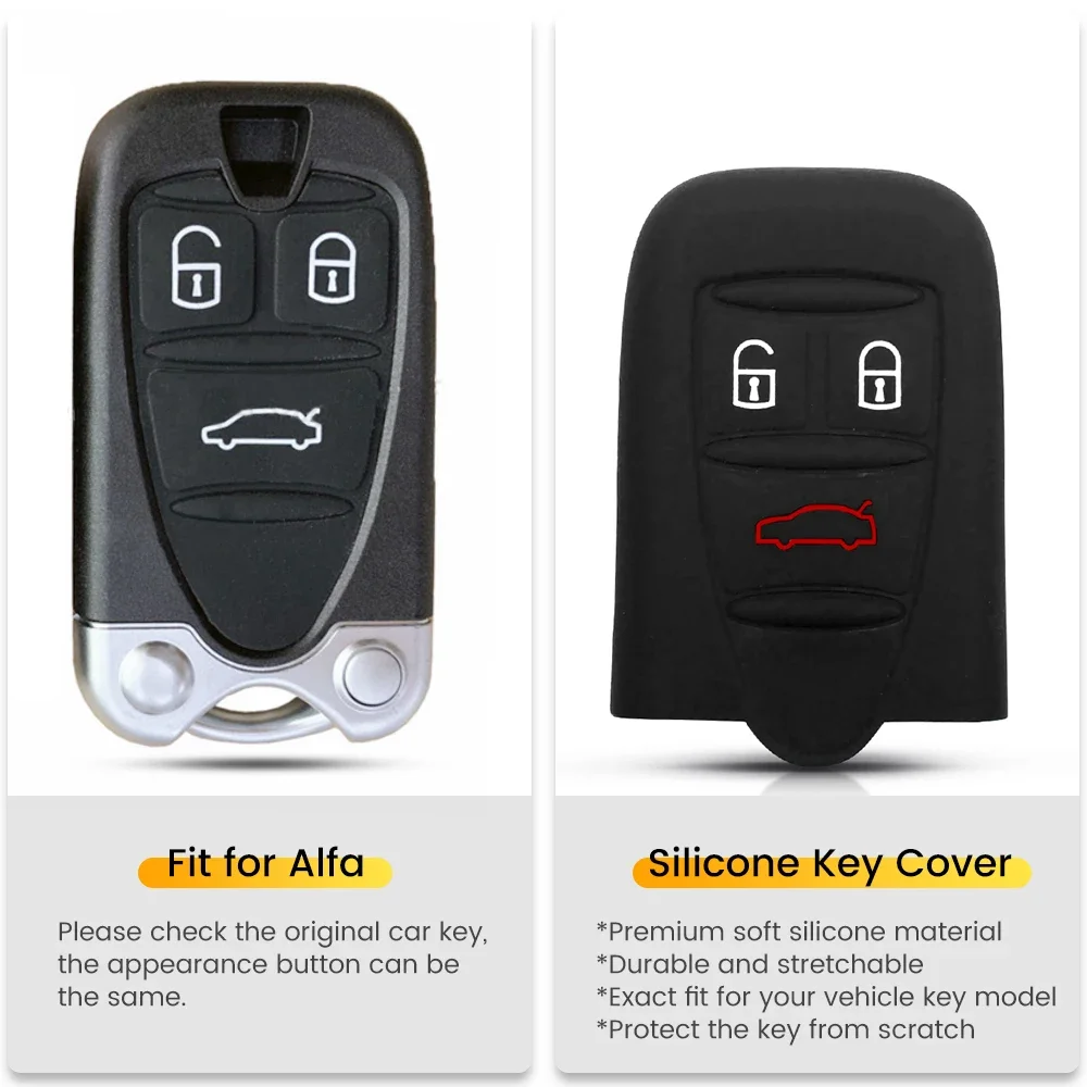 KEYYOU Colorful 3 Button Silicone Car Key Fob Cover For Alfa Romeo Brera 159 GT 946 Spider 156 Q4 Remote Case Keyless Protector