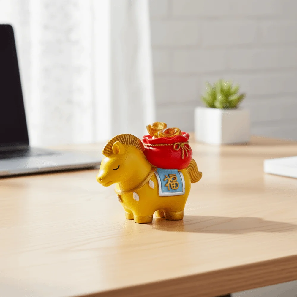 Creative Horse Figurine Resin New Year Mascot Lucky Bag Ingot Can Have Change Luck Cute Fortune Zodiac Horse