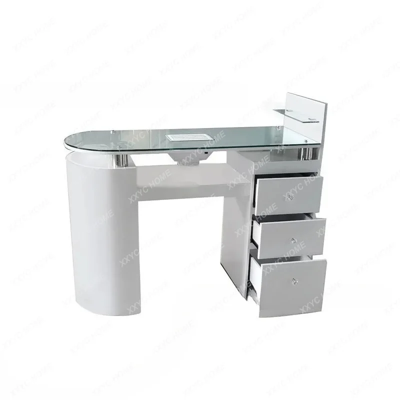 XX Japanese manicure table, vacuum cleaner, single manicure table, white paint manicure table, glass countertop