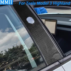 For Tesla Model 3 Highland 2024 Carbon Fiber Exterior Door B-pillar Cover Decorative Car Interior Decoration Accessories Sticker