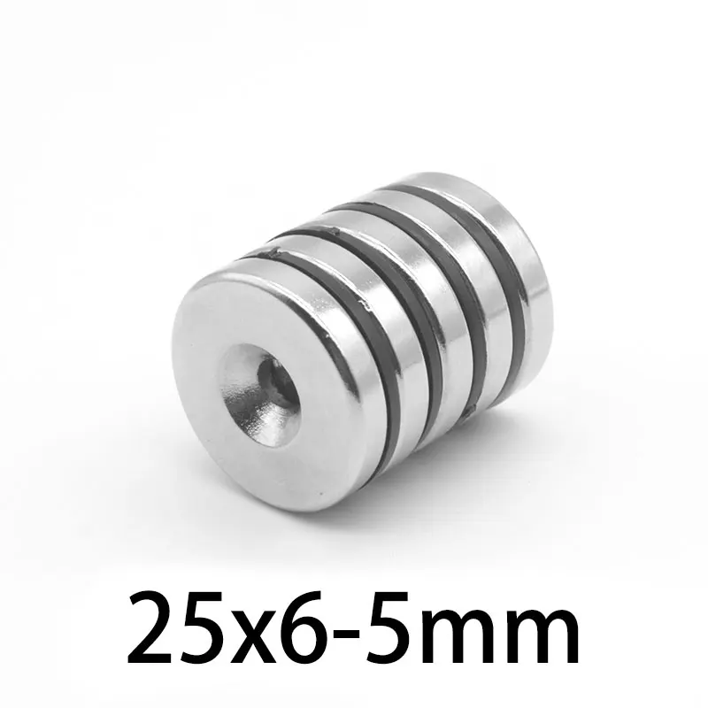 2/5/10/20/30pcs 25x6-5mm neodym magnetem lamela 25*6 mm díra 5mm kružnice magnety 25x6-5mm kolo zapuštěný magnetický 25*6-5