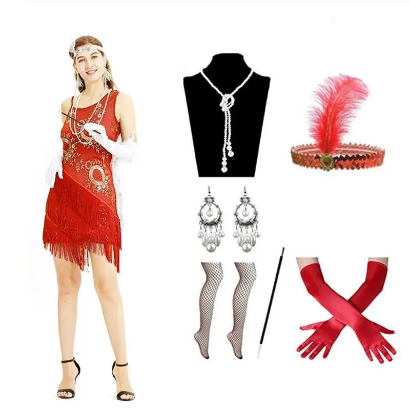 Robe de danse latine rétro à paillettes pour femmes, taille moyenne, Sexy, sans Sve KTV, autre matériau 2023, 00%