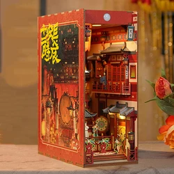 DIY Wooden Book Nook Shelf Insert Kits 12 Hours in Chang'an Bookends Miniature Building Kits Bookshelf Doll Houses Friends Gifts