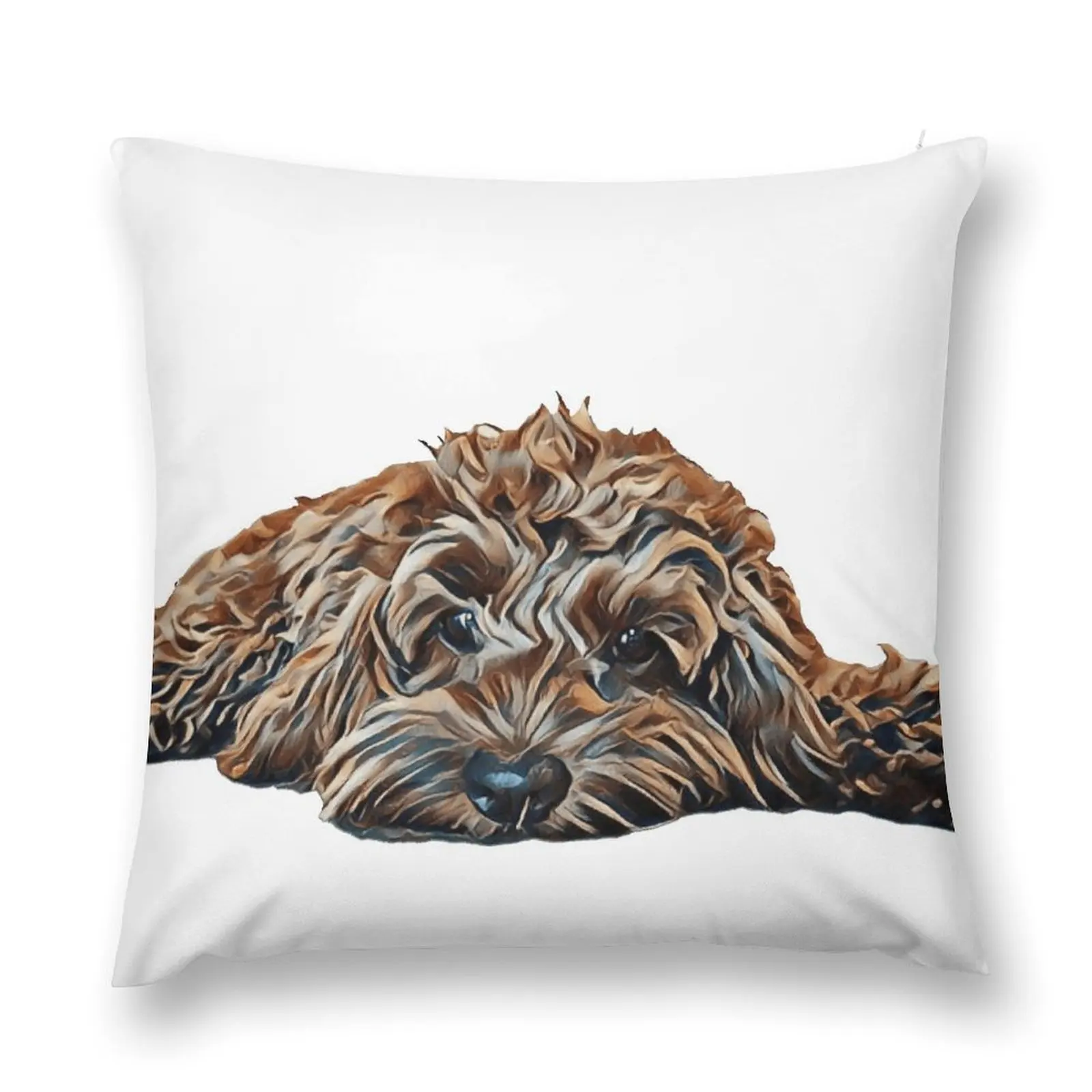 

Chocolate/Brown Cockapoo - White Background Throw Pillow Anime Pillow Decor pillows decor home pillow