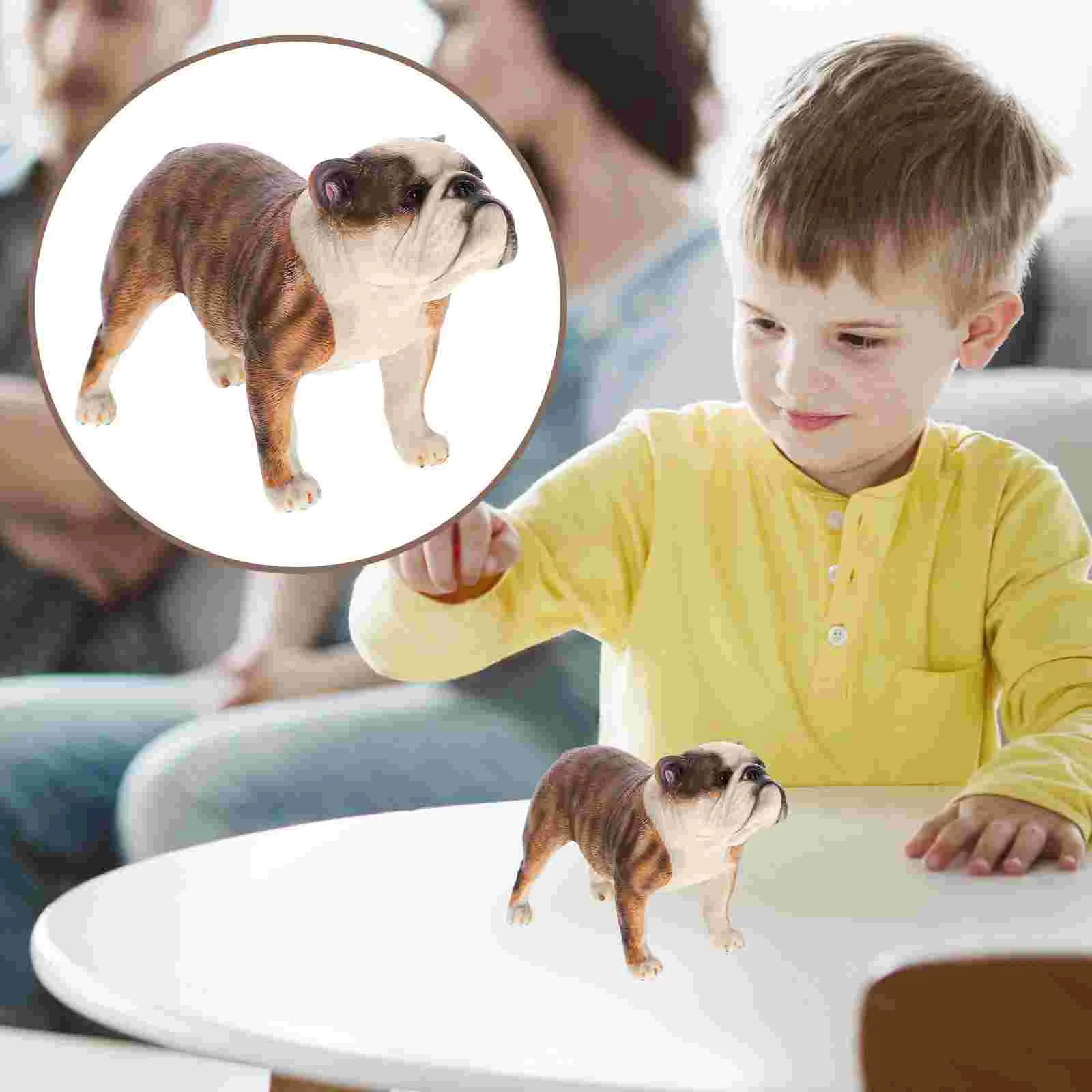 

Toy Bulldog Sculpture Simulation Statues Desktop Home Decor Figurine Realistic Figurines Decoration Child