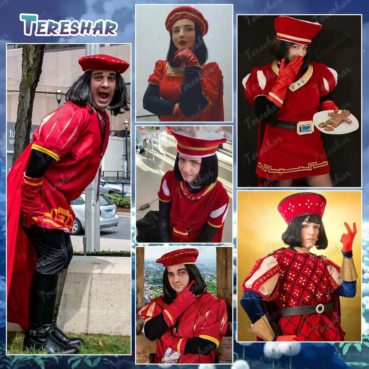 الاصطناعية للجنسين الأسود مستقيم الوجه في قصيرة الانفجارات الكاملة واقعية هالوين تأثيري بوب شعر مستعار مع الانفجارات لورد فاركواد شعر مستعار