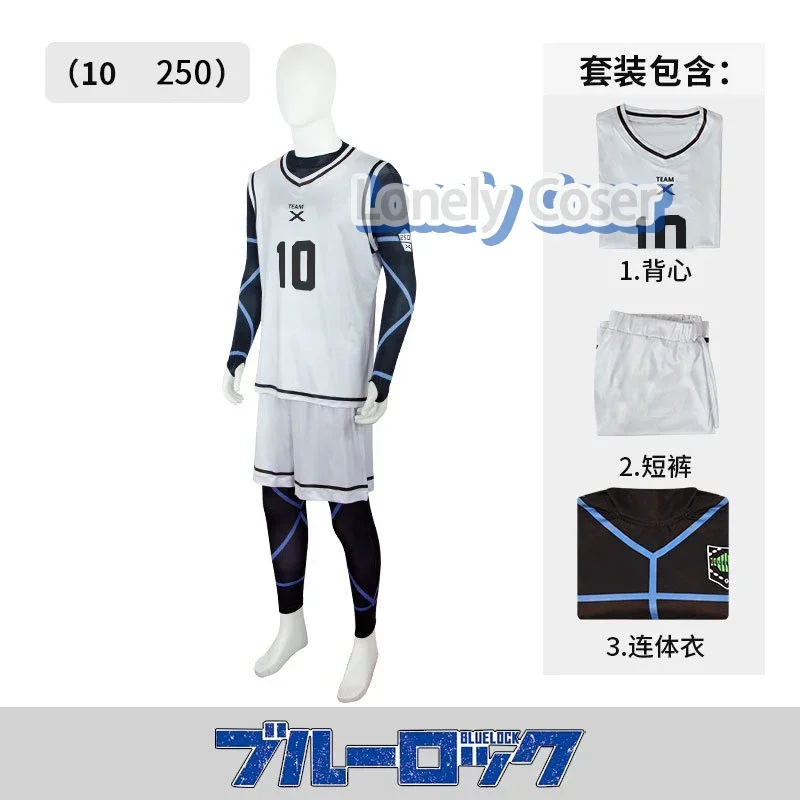 Anime Blue Lock Shoei Baro Cosplay Costume Team X White Jersey Football Club Sportswear Vest Shorts Jumpsuit #10 IN STOCK Men