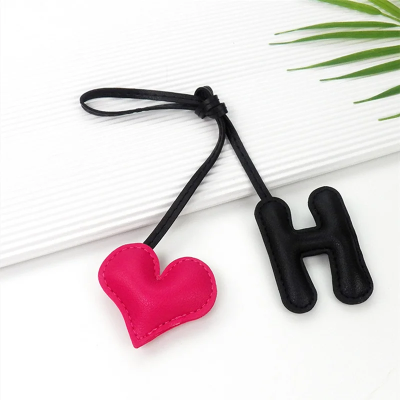 Fashion Bag Charm Accessories Handbag Pendant Letter Shape Creative Keychain Schoolbag Love Heart PU Handbag Accessories