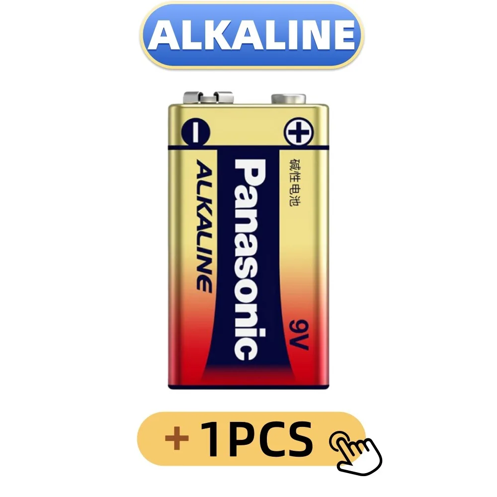 Panasonic Originele 9V 6F22ND Alkaline Carbon Vierkante Batterijen, Geschikt voor Multimeters en Diverse Alarmapparaten, Langdurige levensduur