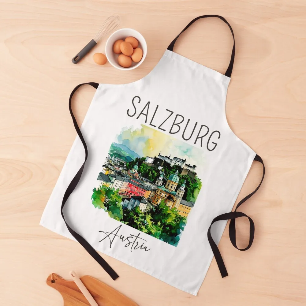 

Watercolor Design of Salzburg - Austria Apron bib Professional Barber cleanings Apron