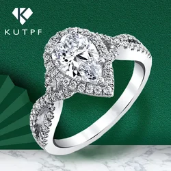 Pear Shaped Engagement Rings 1CT Moissanite Fine Jewelry Water Drop Cross Anniversary Wedding Band For Women 925 Sterling Silver