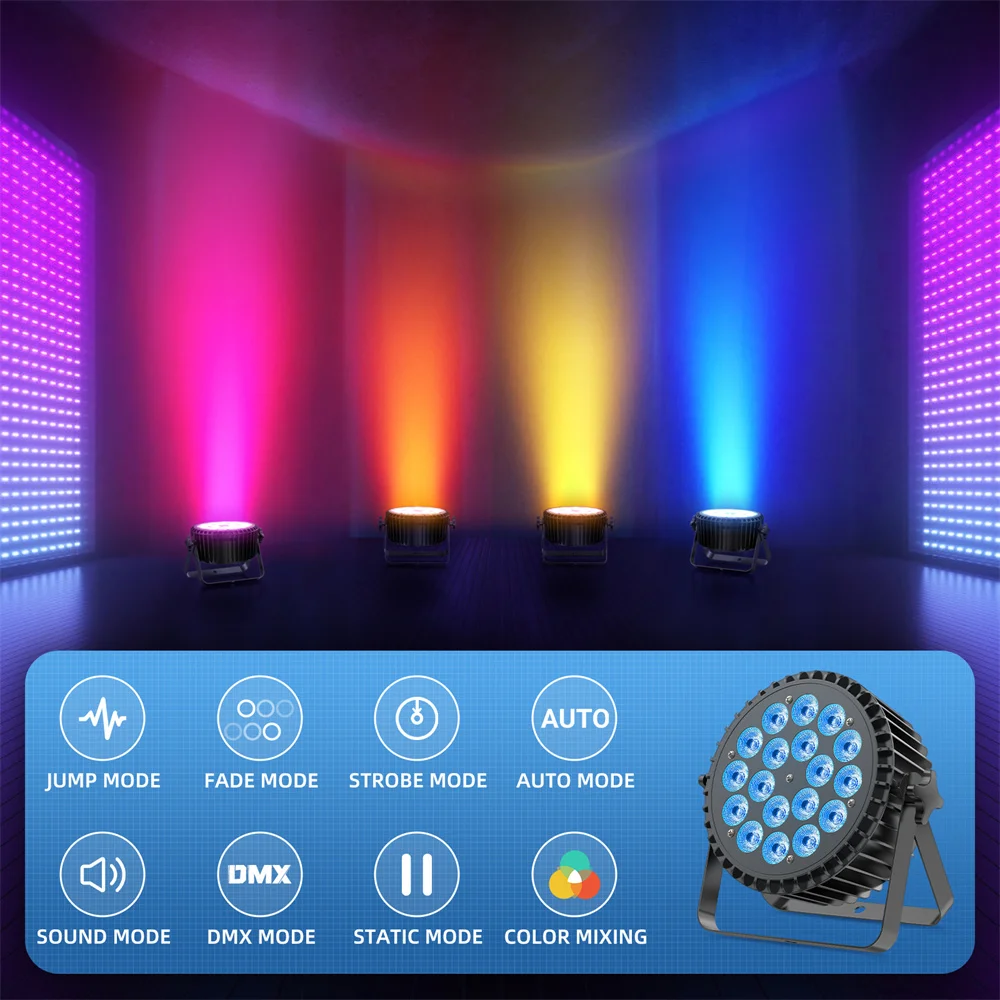 Yifamefly 200W 18 LED Par Stage RGBW luce da discoteca per feste con modalità di controllo DMX512 faretto a LED per feste Club Bar matrimonio