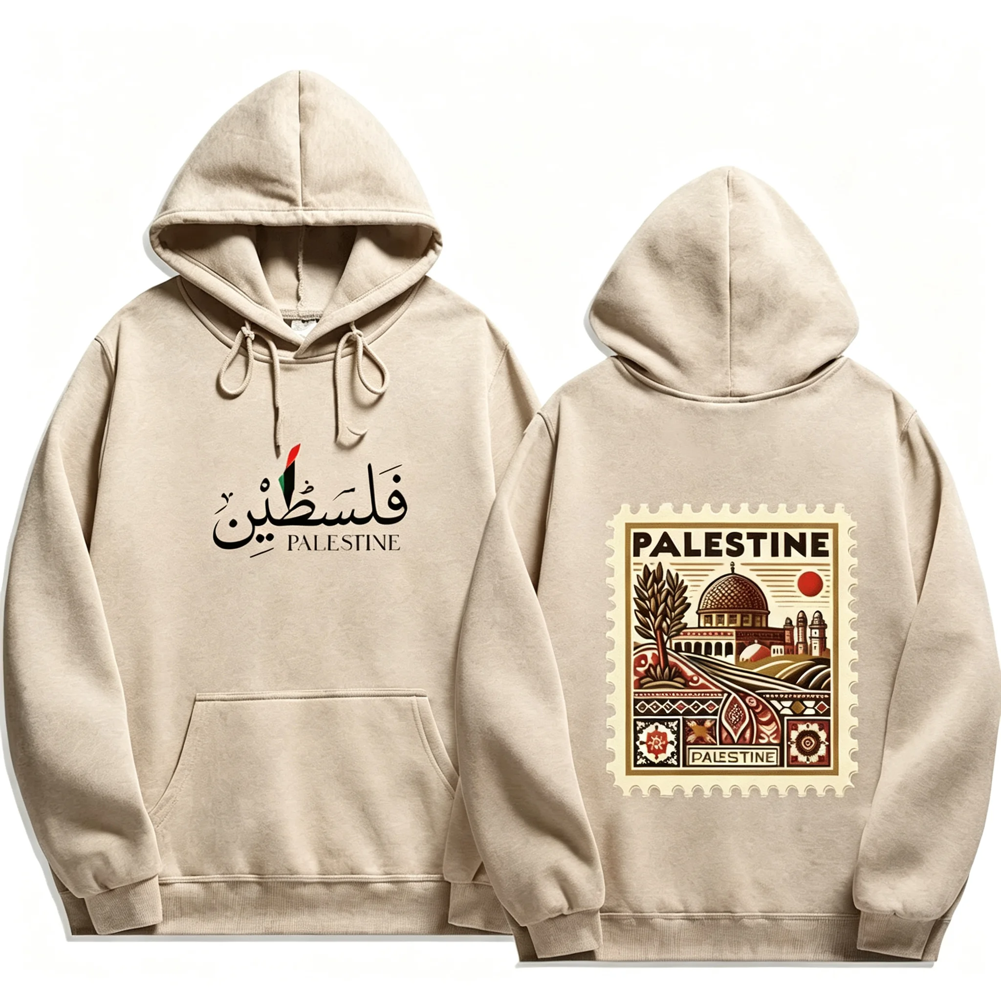 2026 Unisex Vintage Palästina Grafik-Hoodie Herbst Winter Lässiger Pullover Sweatshirt Harajuku Ästhetik Retro Streetwear Locker Geschnitten – Detail 19