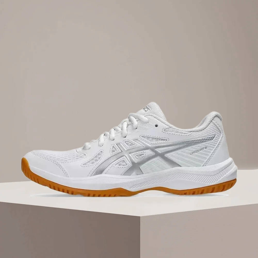ASICS Gel-Upcourt 6 Women's Low-Top Shoes – Soft, Comfortable, Stylish, Durable for Court/Gym, White/Silver 1072A107-100