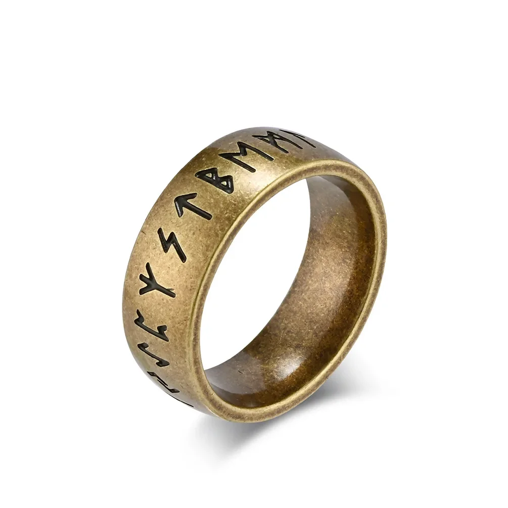 8MM Stainless Steel Odin Norse Viking Amulet Rune Ring Goth Punk Viking Knot Ring Men\'s Rock Biker Jewelry