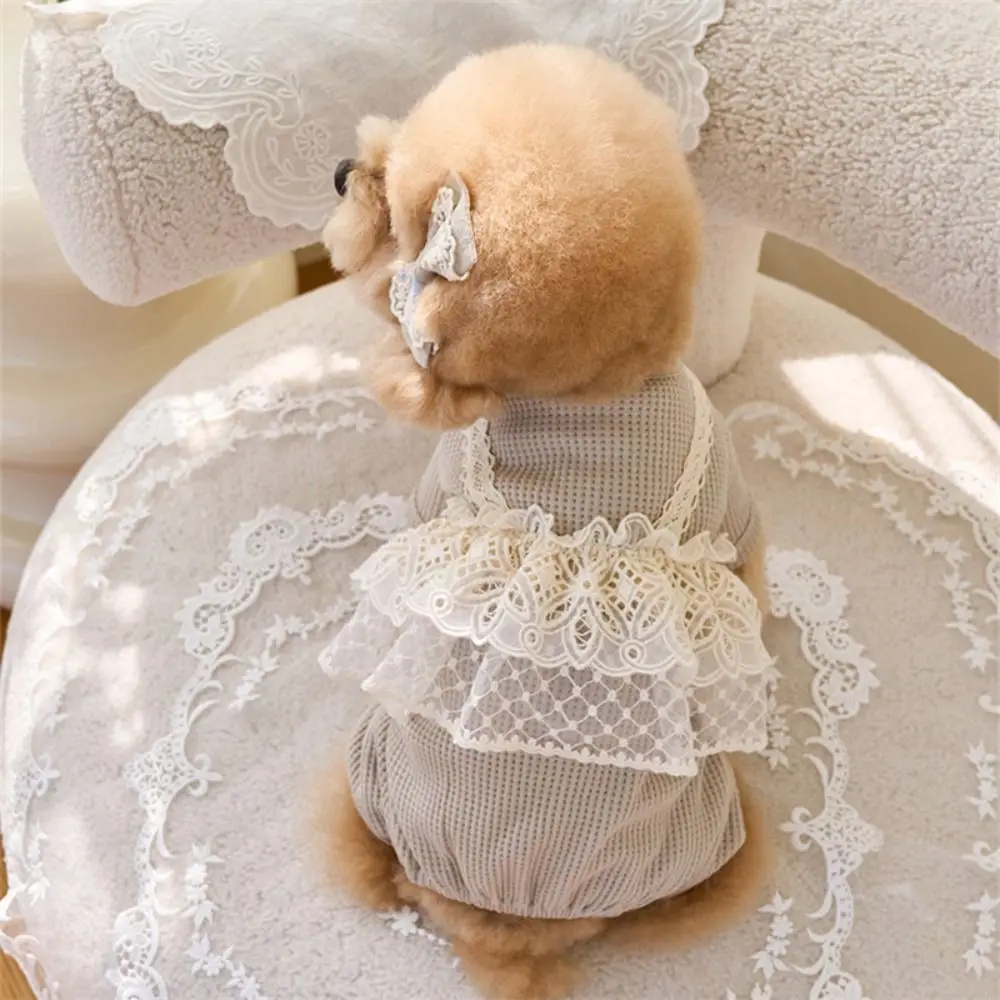 

Fashion Lace Camisole Pet Spring Summer Jumpsuit Waffle Lace Soft Pet Four Legged Coat Breathable Dog Pajamas Small Animal