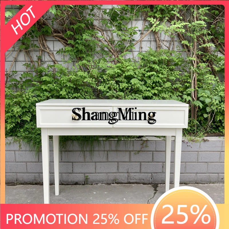 

SM Home Cream Style Makeup Table Dresser Small Apartment Desk Storage Bookshelf