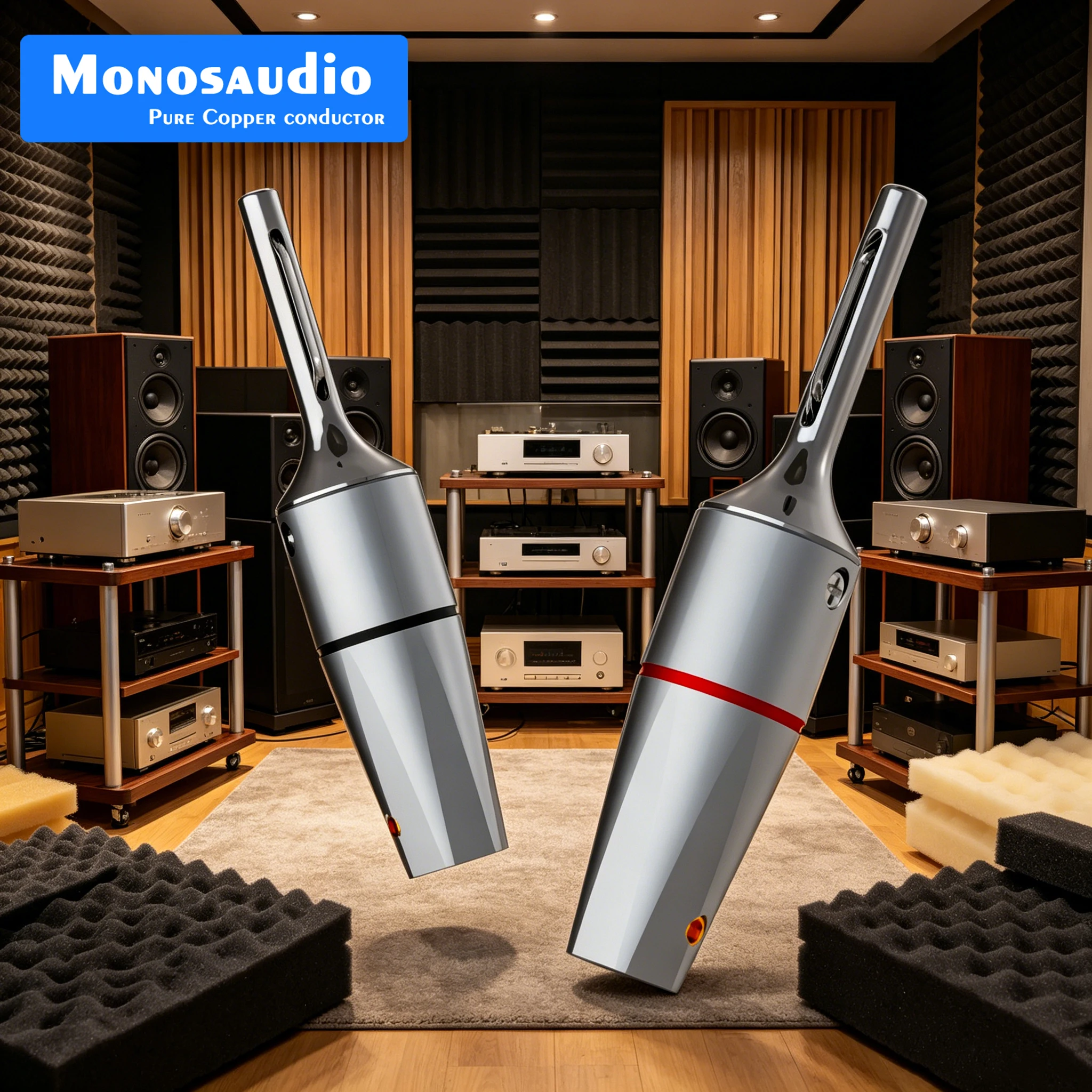 Monosaudio B802 Hifi Audio Banana Plug 7mm Speaker Terminal Pure Copper Gold/Rhodium Plated Conductor for Speaker Amplifier