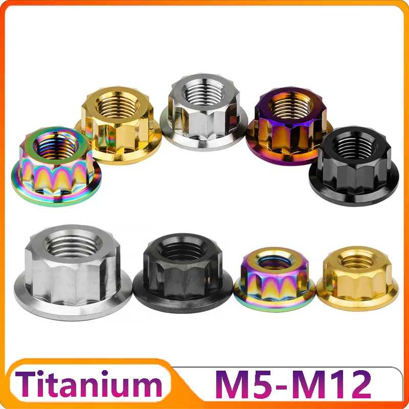 

Titanium Nut M5 M6 M8 M10 M12 Flange Nut 12 Point Nut for Bicycle Motorcycle Retrofit DIY 1Pcs