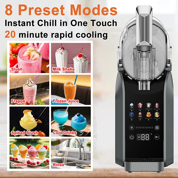 Electric Slush Machine 8 Modes Incl. Frozen Juice & Cocktail, 1.8L Capacity, LCD Screen, Simple Operation