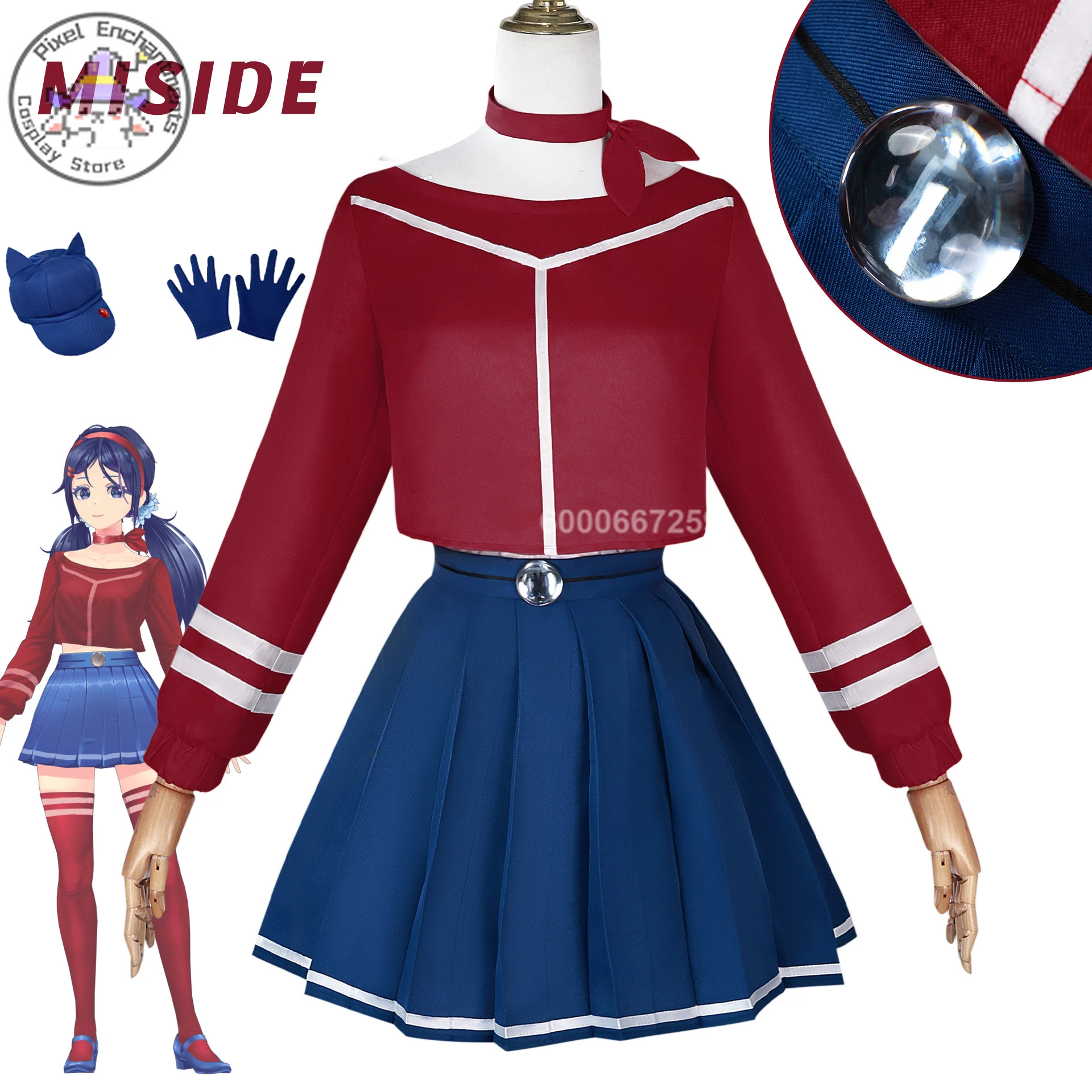 

Game MiSide Mita Cosplay Costume for Women Girls Full Set MISIDE JK Uniforms Adult Role Play Anime Clothes Hat Gloves Comic-Con