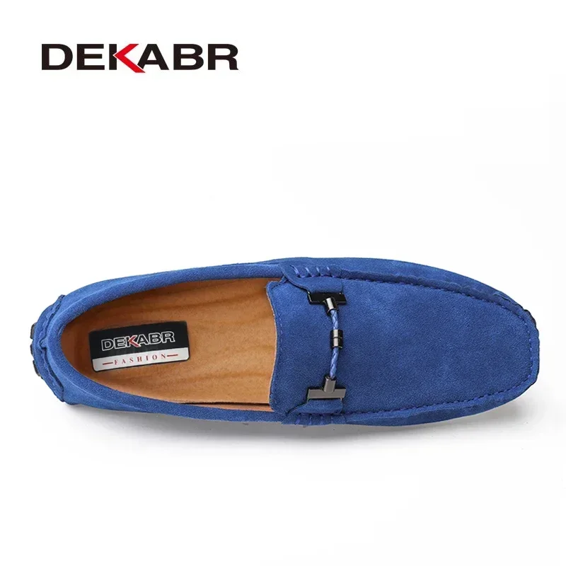 Mocasines DEKABR hechos a mano para hombre, zapatos informales de cuero genuino de lujo, zapatos cómodos y suaves para conducir, mocasines cálidos de piel más para oficina