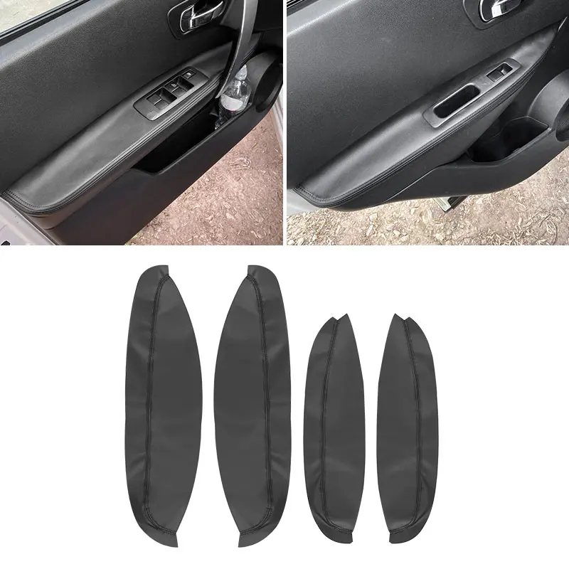 Black Leather Door Armrest Panel Cover For Nissan Qashqai J10 2007 2008 2009 2010-2015 Interior Door Armrest Surface Cover Trim