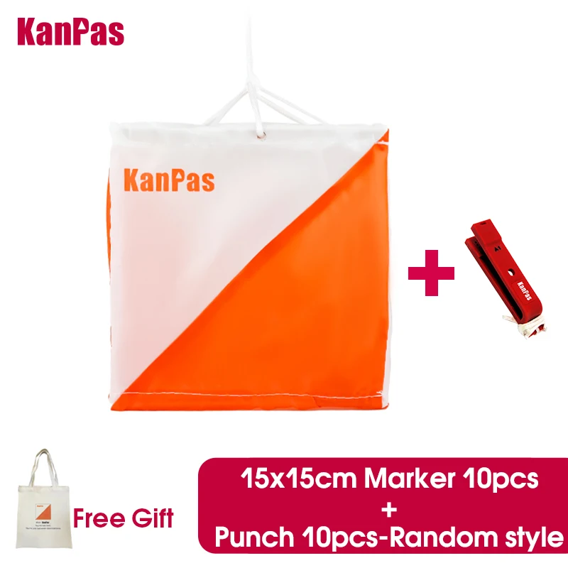 KANPAS Orienteering Marker flag and Punch Set, 10 pezzi di ogni set/bandiera di controllo/marcatore di controllo/punzone/Clip