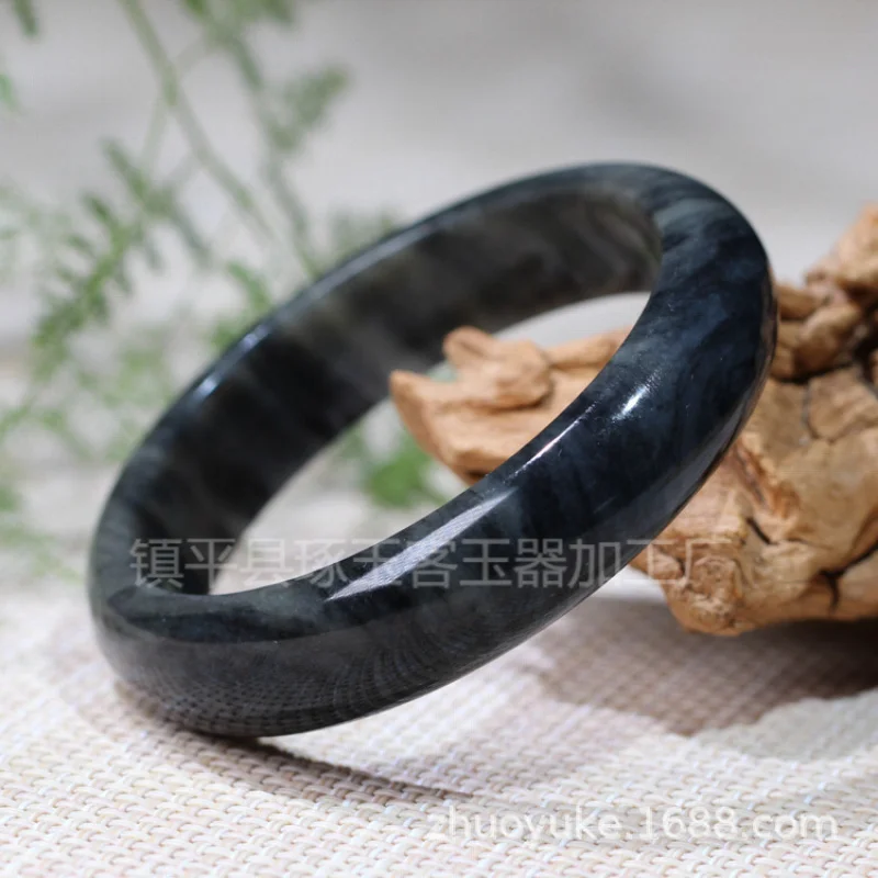 Jade bracelet manufacturer wholesales natural black and blue jade bracelets, new jade bracelets with ink painting designs, suita