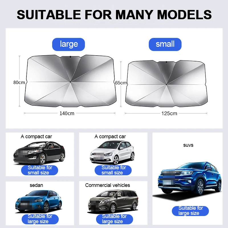 Front Car Windshield Sunshade Folding Umbrella Auto Anti-UV Sun Shade Parasol Umbrella Type for Car Window Summer Sun Protection